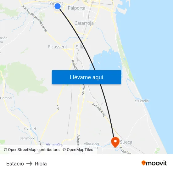Estació to Riola map