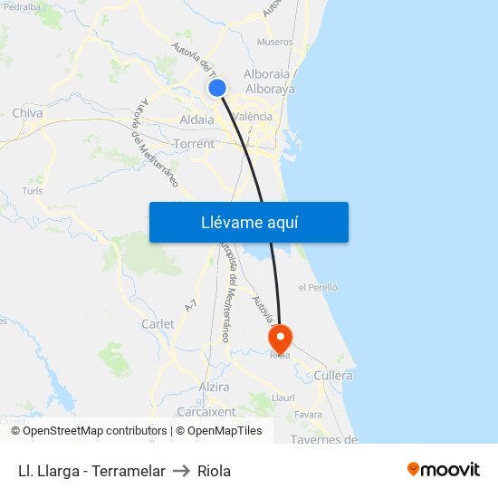 Ll. Llarga - Terramelar to Riola map