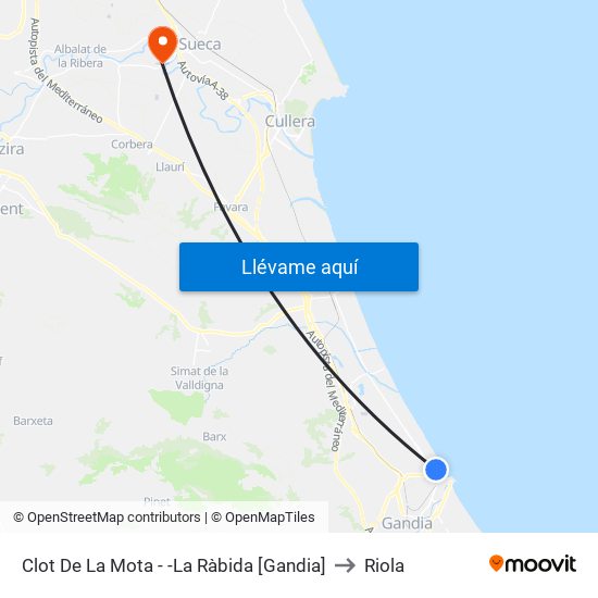 Clot De La Mota - -La Ràbida [Gandia] to Riola map
