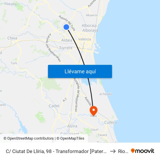 C/ Ciutat De Llíria, 98 - Transformador [Paterna] to Riola map