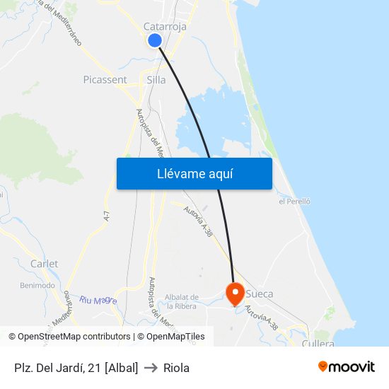 Plz. Del Jardí, 21 [Albal] to Riola map
