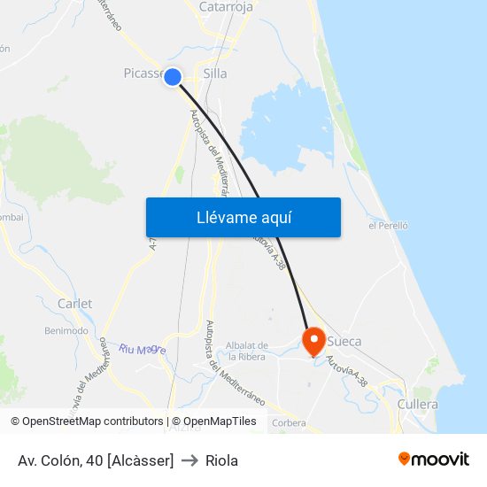 Av. Colón, 40 [Alcàsser] to Riola map
