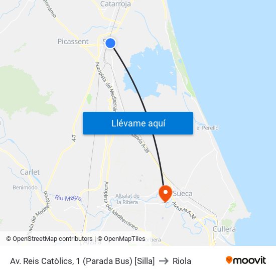 Av. Reis Catòlics, 1 (Parada Bus) [Silla] to Riola map