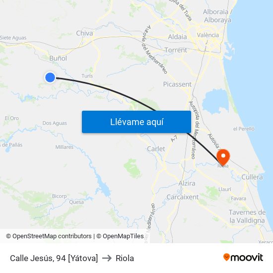 Calle Jesús, 94 [Yátova] to Riola map