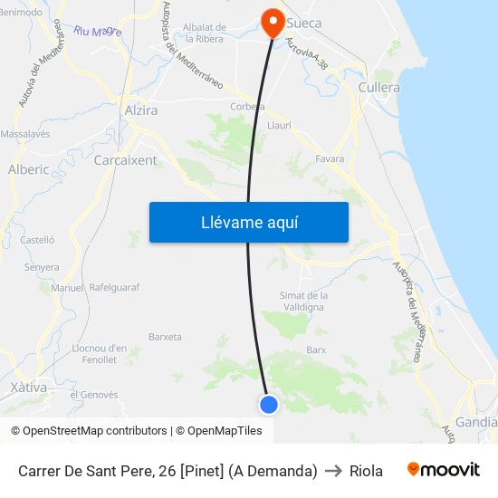Carrer De Sant Pere, 26 [Pinet] (A Demanda) to Riola map