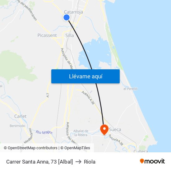 Carrer Santa Anna, 73 [Albal] to Riola map