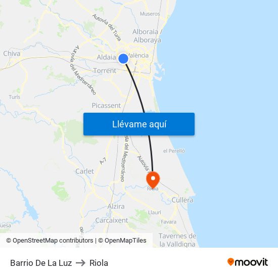 Barrio De La Luz to Riola map
