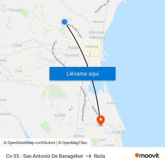 Cv-35 - San Antonio De Benagéber to Riola map