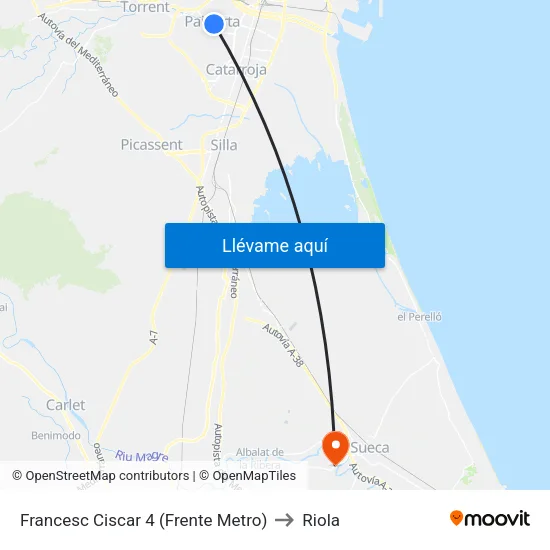 Francesc Ciscar 4 (Frente Metro) to Riola map