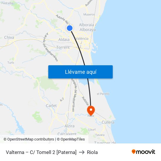 Valterna – C/ Tomell 2 [Paterna] to Riola map