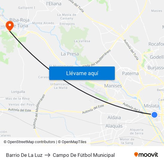 Barrio De La Luz to Campo De Fútbol Municipal map