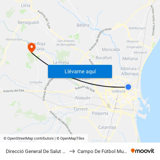 Direcció General De Salut Pública to Campo De Fútbol Municipal map