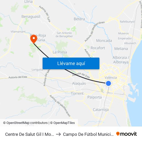 Centre De Salut Gil I Morte to Campo De Fútbol Municipal map