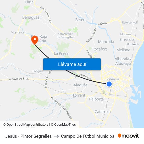 Jesús - Pintor Segrelles to Campo De Fútbol Municipal map