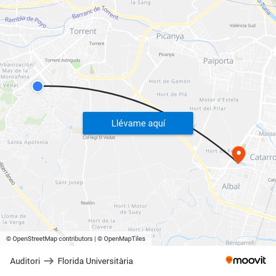 Auditori to Florida Universitària map