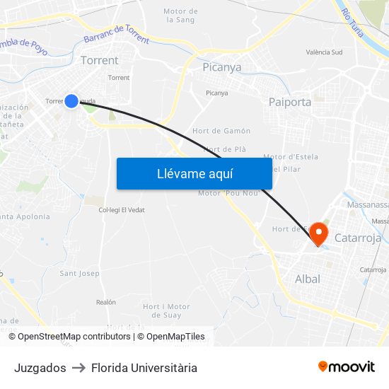 Juzgados to Florida Universitària map