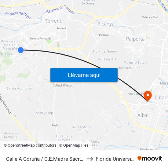 Calle A Coruña / C.E.Madre Sacramento to Florida Universitària map