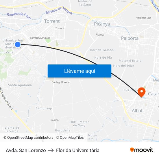 Avda. San Lorenzo to Florida Universitària map