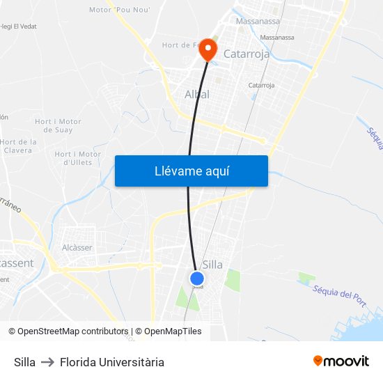 Silla to Florida Universitària map