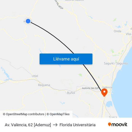 Av. València, 62 [Ademuz] to Florida Universitària map