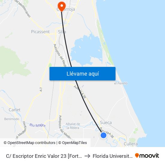 C/ Escriptor Enric Valor 23 [Fortaleny] to Florida Universitària map