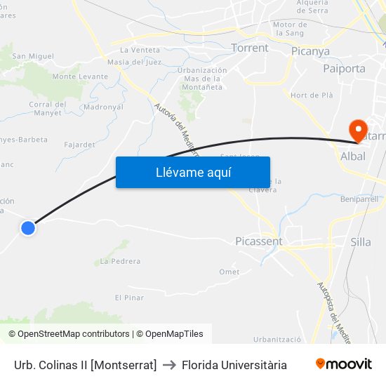 Urb. Colinas II [Montserrat] to Florida Universitària map