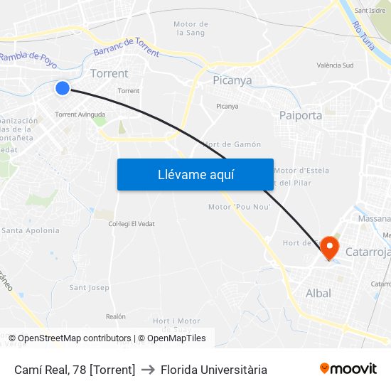 Camí Real, 78 [Torrent] to Florida Universitària map
