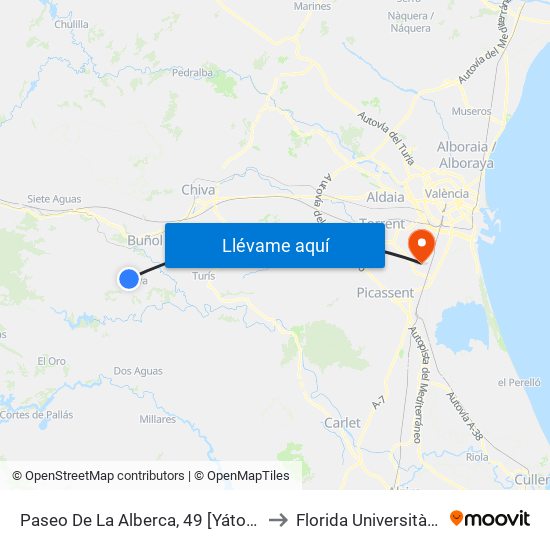 Paseo De La Alberca, 49 [Yátova] to Florida Universitària map