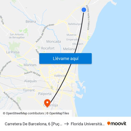 Carretera De Barcelona, 6 [Puçol] to Florida Universitària map