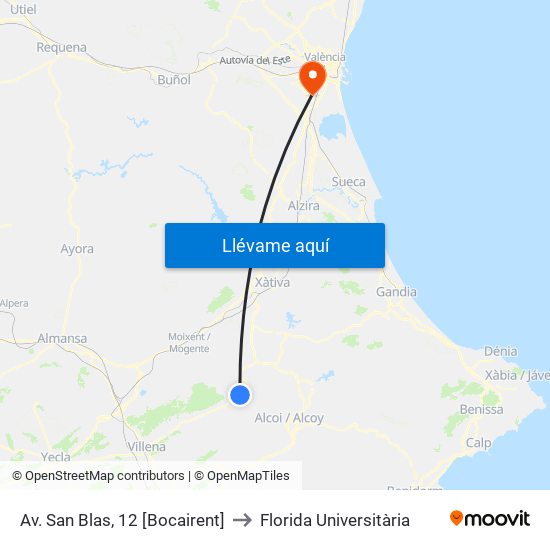 Av. San Blas, 12 [Bocairent] to Florida Universitària map