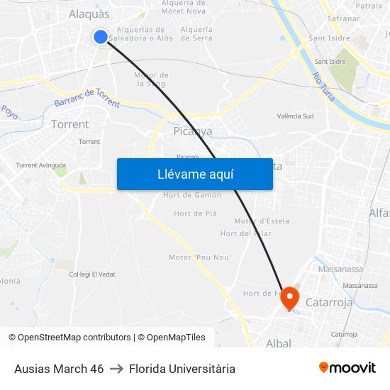 Ausias March 46 to Florida Universitària map