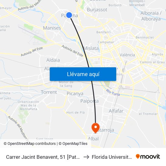 Carrer Jacint Benavent, 51 [Paterna] to Florida Universitària map