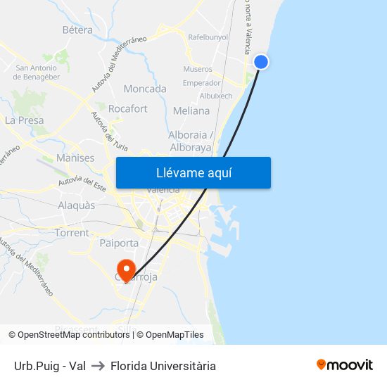 Urb.Puig - Val to Florida Universitària map