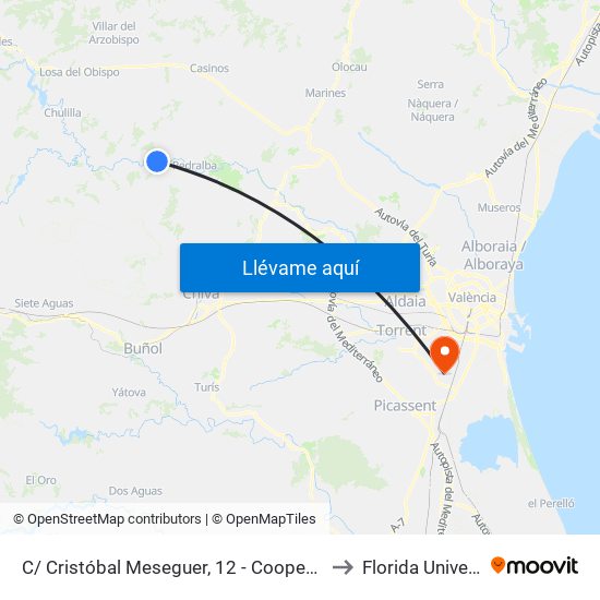 C/ Cristóbal Meseguer, 12 - Cooperativa [Bugarra] to Florida Universitària map