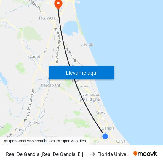 Real De Gandia [Real De Gandia, El] (A Demanda) to Florida Universitària map