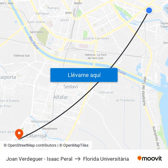 Joan Verdeguer - Isaac Peral to Florida Universitària map