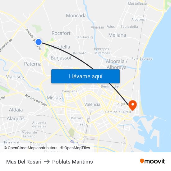 Mas Del Rosari to Poblats Marítims map