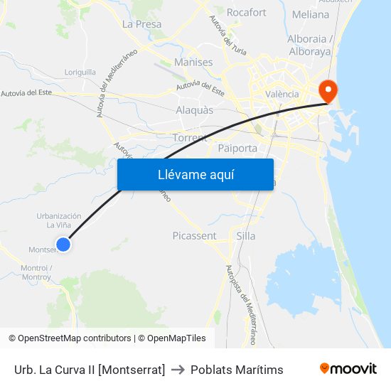 Urb. La Curva II [Montserrat] to Poblats Marítims map