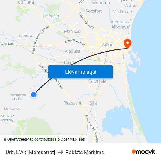 Urb. L´Alt [Montserrat] to Poblats Marítims map