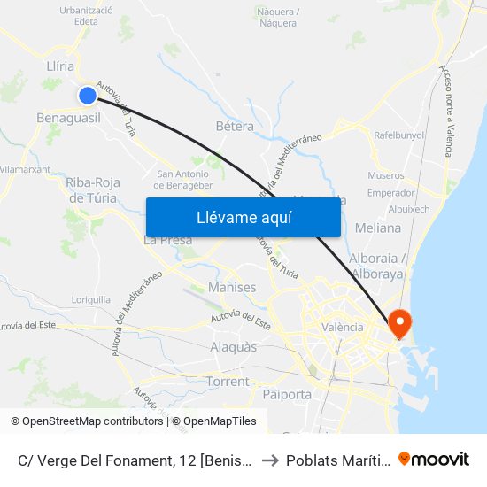 C/ Verge Del Fonament, 12 [Benissanó] to Poblats Marítims map