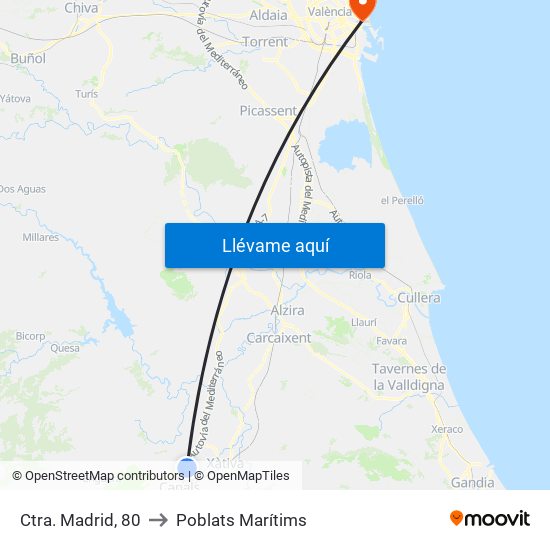 Ctra. Madrid, 80 to Poblats Marítims map