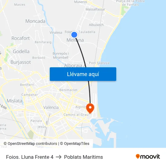 Foios. Lluna Frente 4 to Poblats Marítims map