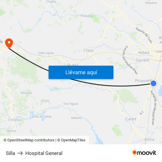 Silla to Hospital General map