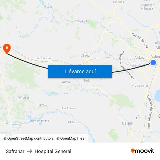 Safranar to Hospital General map