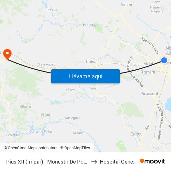 Pius XII (Impar) - Monestir De Poblet to Hospital General map