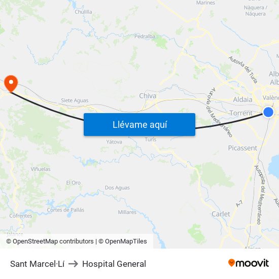 Sant Marcel·Lí to Hospital General map