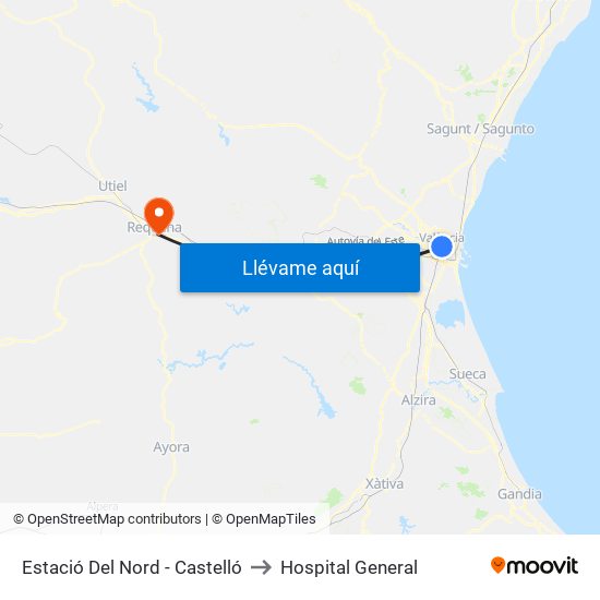 Estació Del Nord - Castelló to Hospital General map