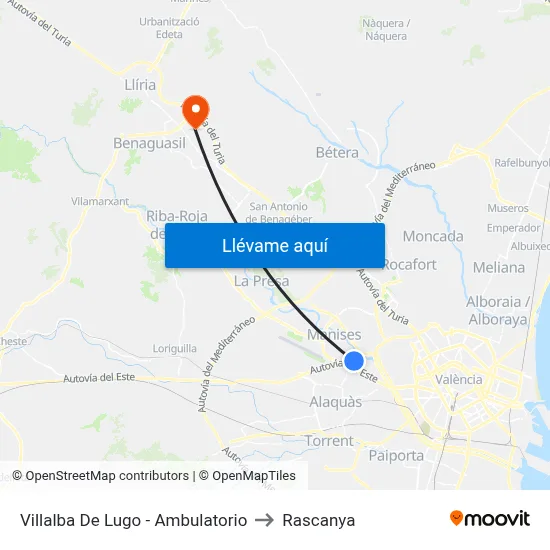 Villalba De Lugo - Ambulatorio to Rascanya map