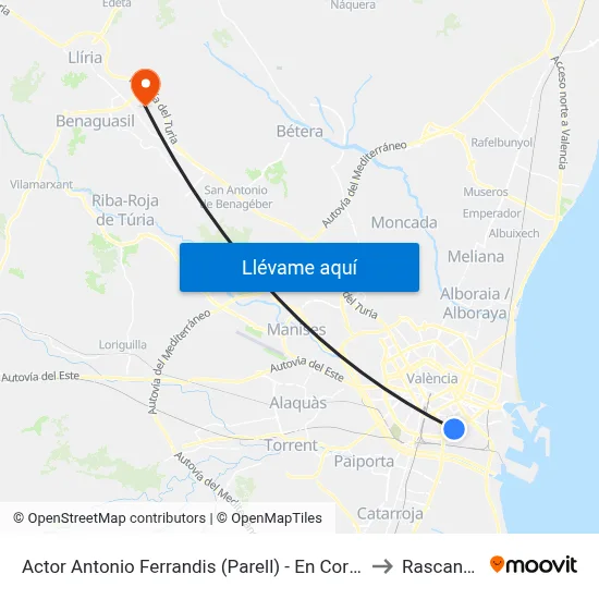 Actor Antonio Ferrandis (Parell) - En Corts to Rascanya map