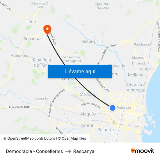 Democràcia - Conselleries to Rascanya map